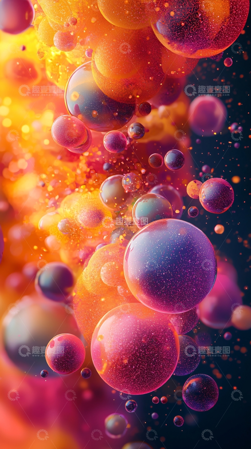 高清大图下载【趣麦麦图】彩色漂浮球体