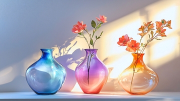 渐变色玻璃花瓶