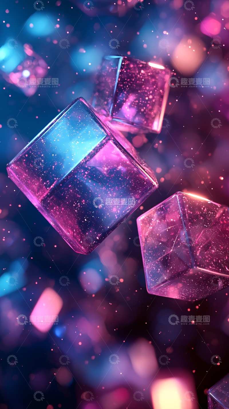 高清大图下载【趣麦麦图】炫彩透明方块