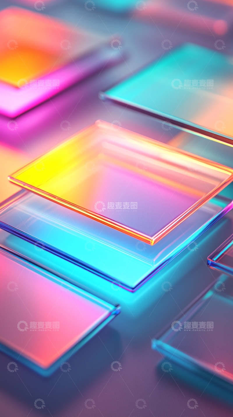 高清大图下载【趣麦麦图】彩色玻璃方块