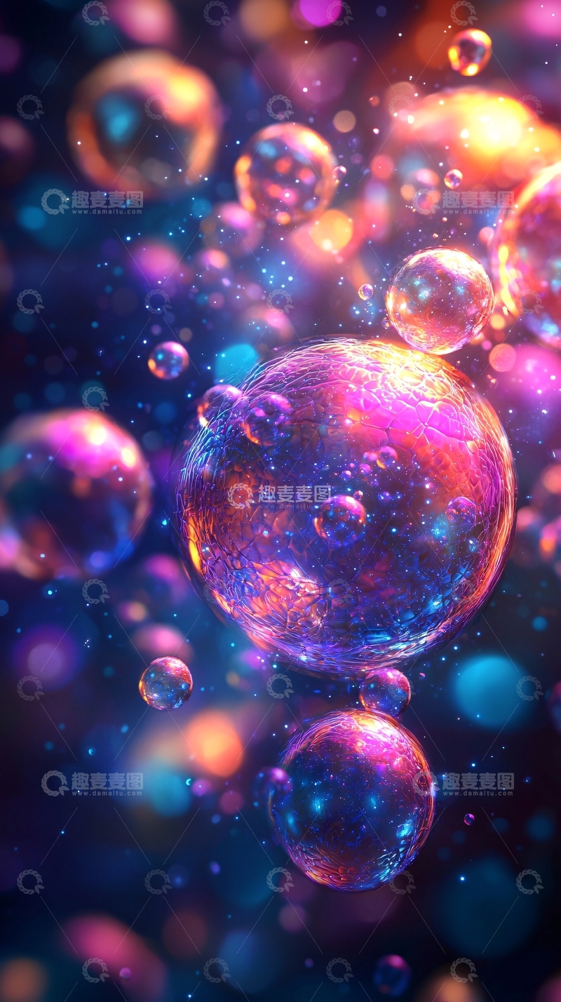 高清大图下载【趣麦麦图】彩色泡泡高清壁纸