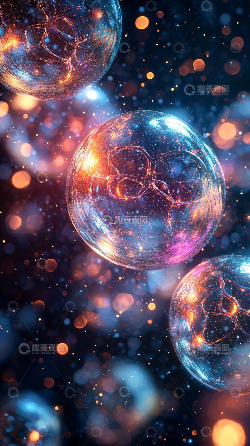 高清大图下载【趣麦麦图】炫彩发光透明球体