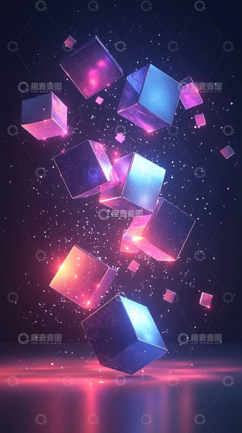 高清大图下载【趣麦麦图】漂浮的立方体