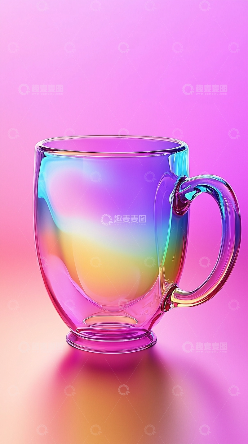 高清大图下载【趣麦麦图】彩虹渐变玻璃杯