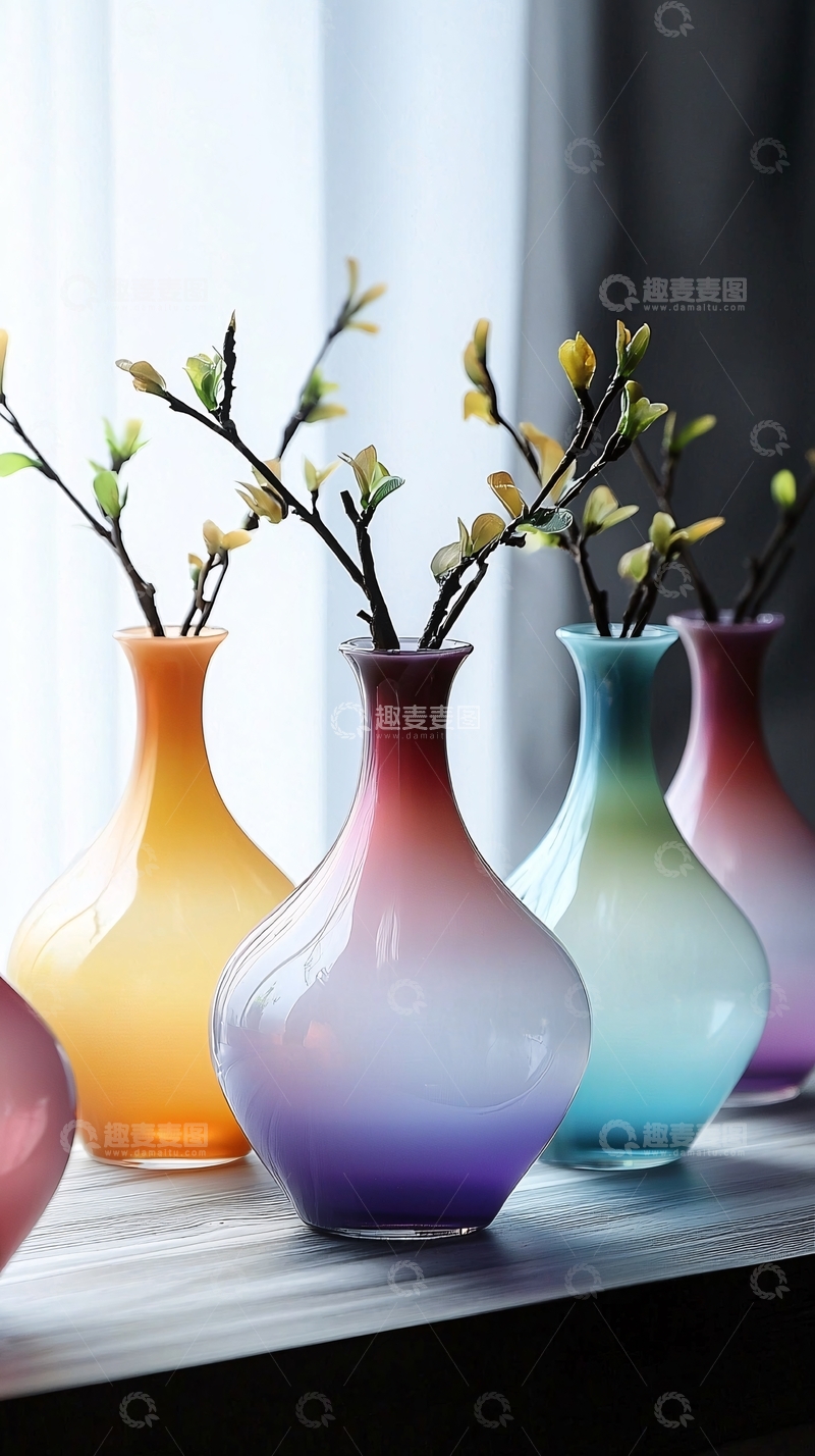 高清大图下载【趣麦麦图】渐变色玻璃花瓶