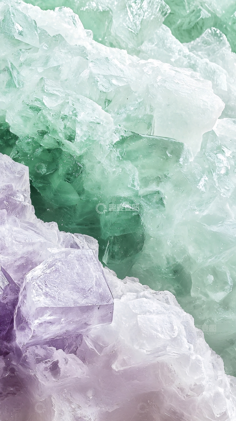 高清大图下载【趣麦麦图】绿紫晶体矿物质感背景