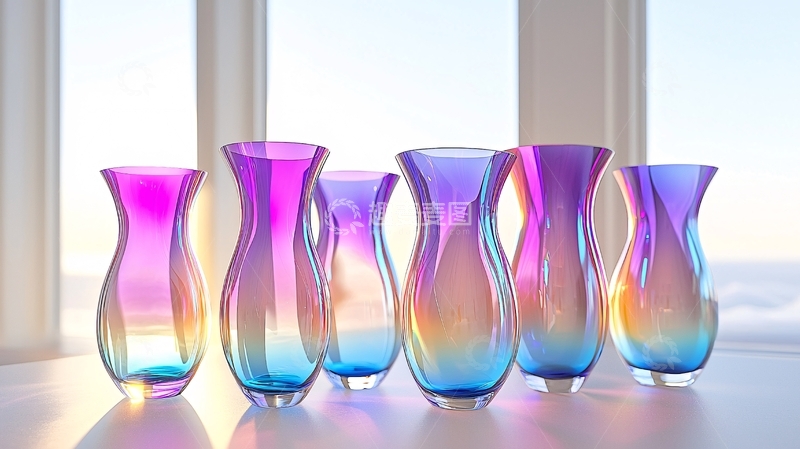 高清大图下载【趣麦麦图】渐变色玻璃花瓶