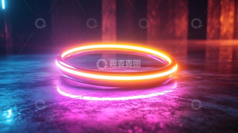 高清大图下载【趣麦麦图】霓虹灯环绕在发光表面