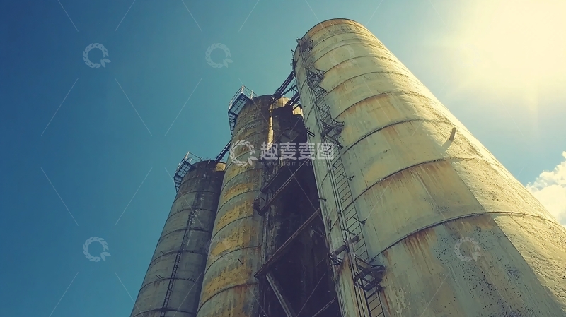 高清大图下载【趣麦麦图】高耸的工业水泥筒仓
