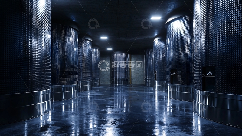 高清大图下载【趣麦麦图】黑暗不锈钢酒窖走廊
