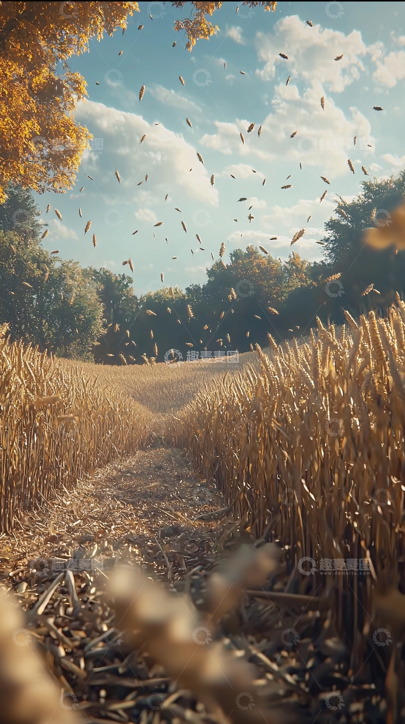 高清大图下载【趣麦麦图】秋季麦田小路