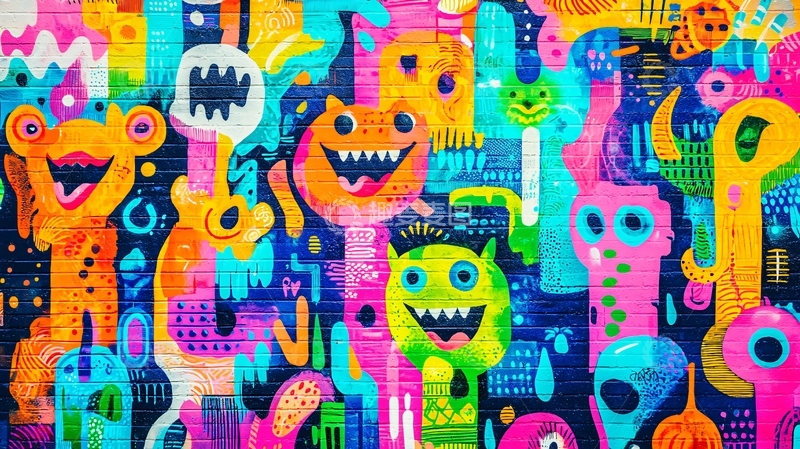 高清大图下载【趣麦麦图】色彩鲜艳的卡通怪物图案