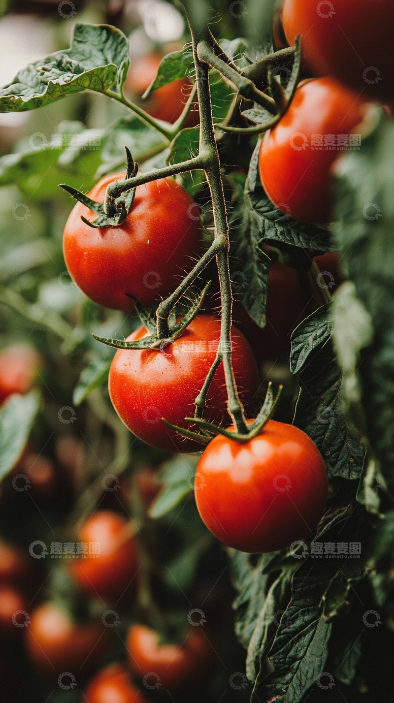 高清大图下载【趣麦麦图】番茄枝头成熟果实