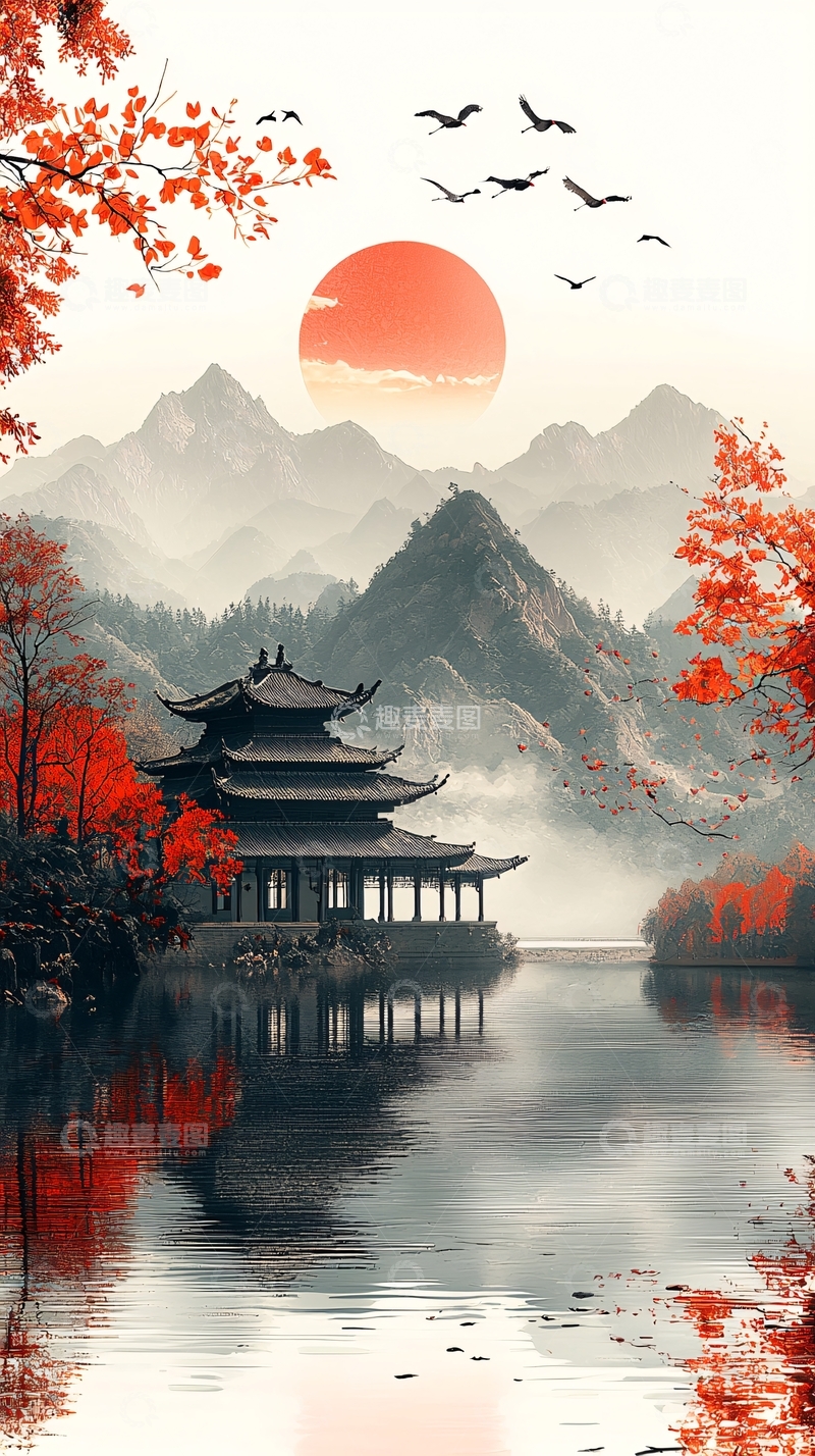 高清大图下载【趣麦麦图】水墨山水画463