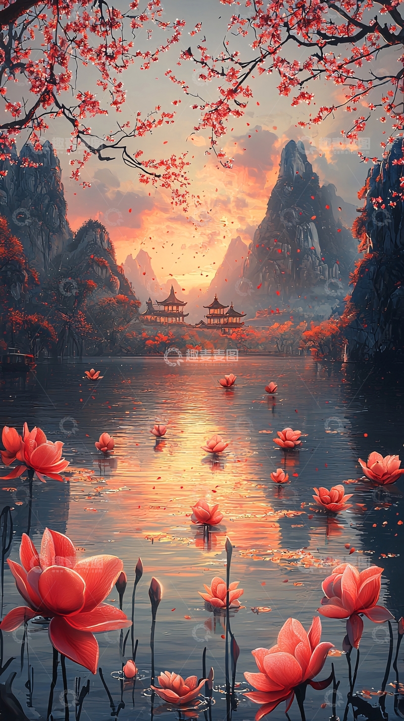 高清大图下载【趣麦麦图】水面漂浮莲花