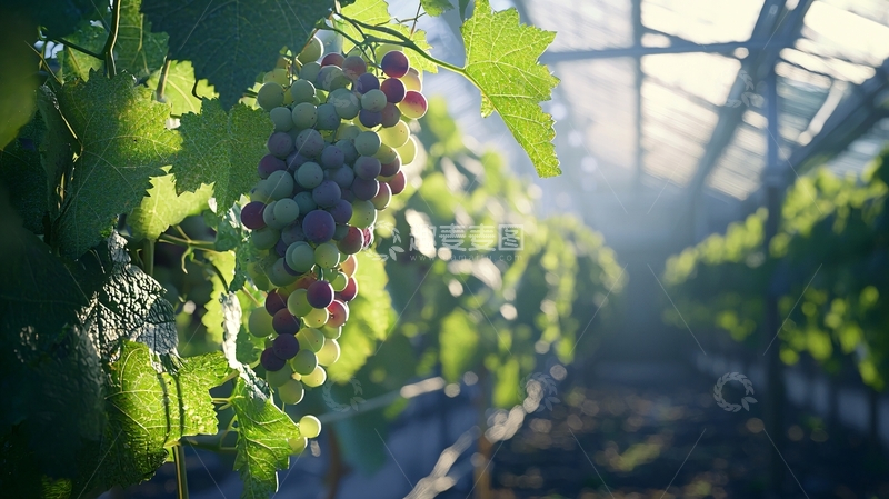 高清大图下载【趣麦麦图】阳光下温室葡萄