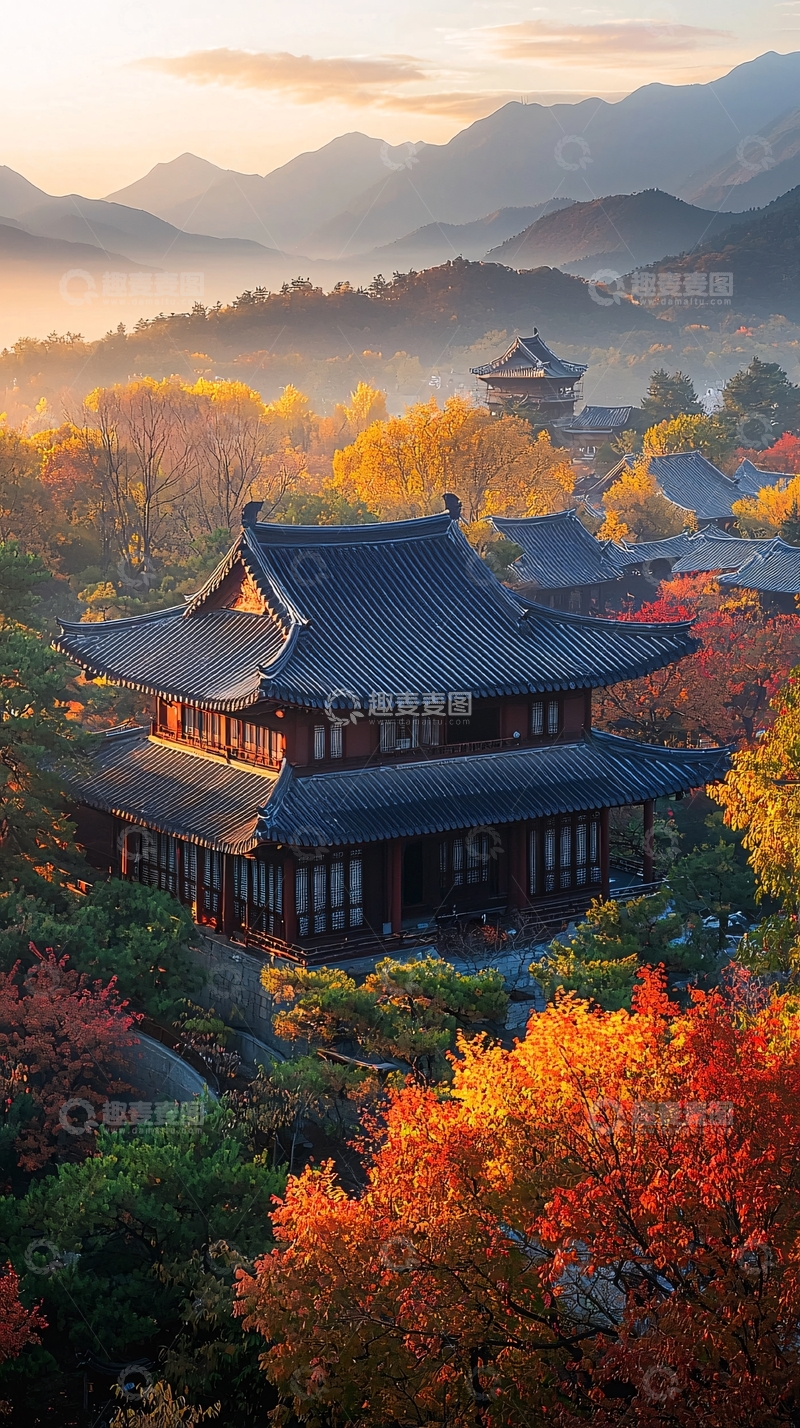 高清大图下载【趣麦麦图】秋日古寺庙宇景色