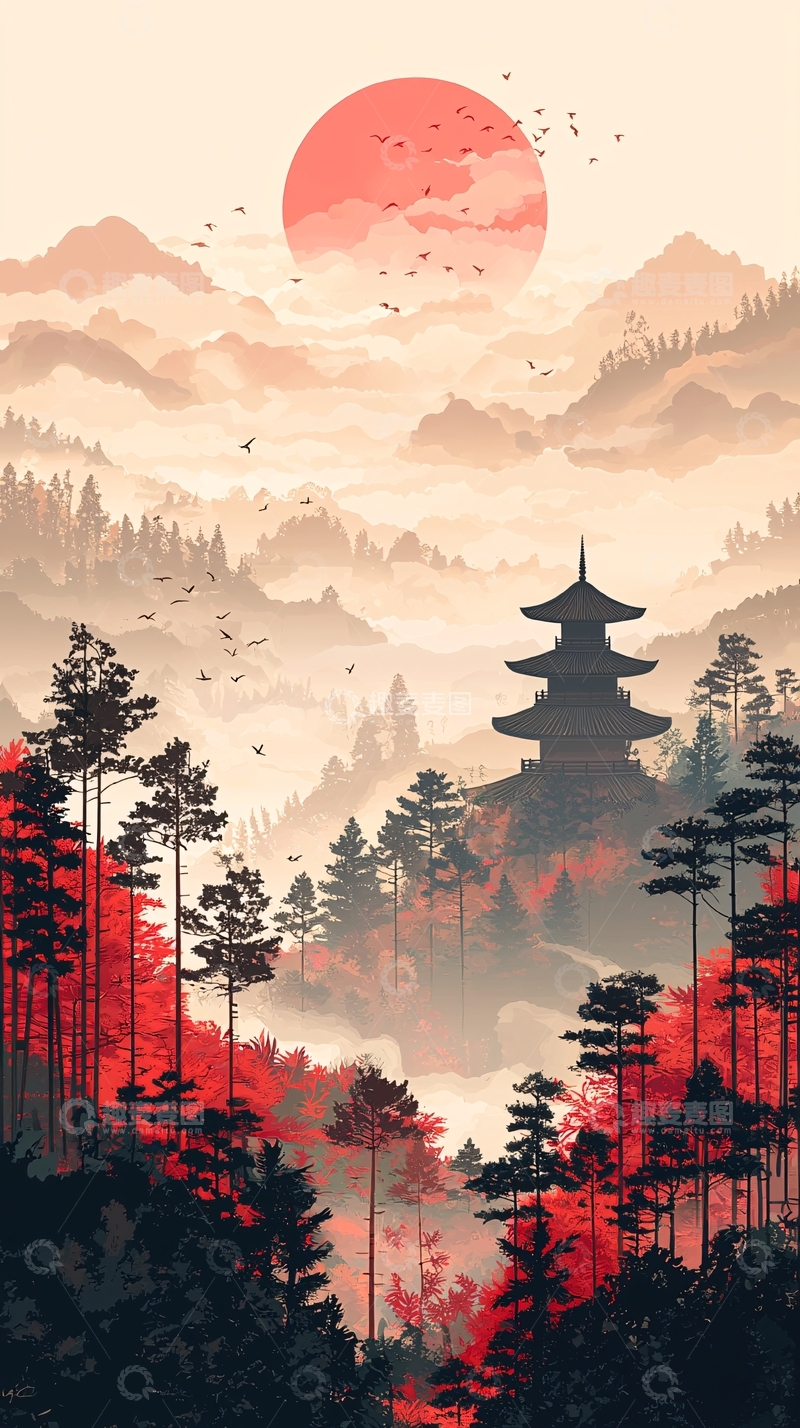 高清大图下载【趣麦麦图】日式山水