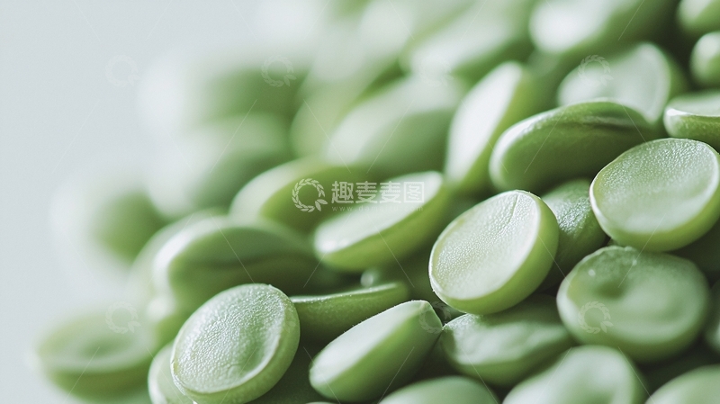 高清大图下载【趣麦麦图】新鲜饱满的绿色豌豆特写