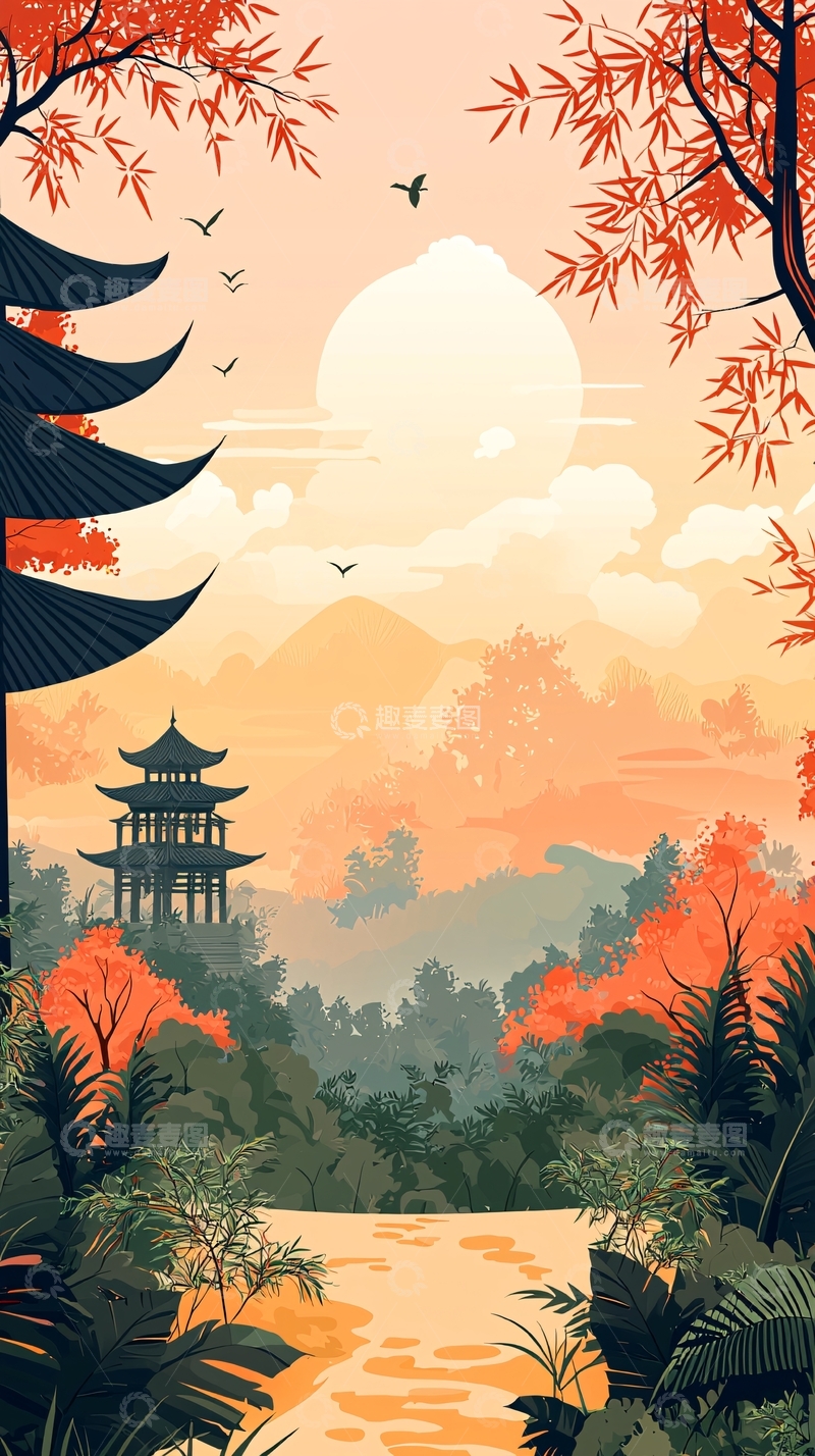 高清大图下载【趣麦麦图】日式意境风景画