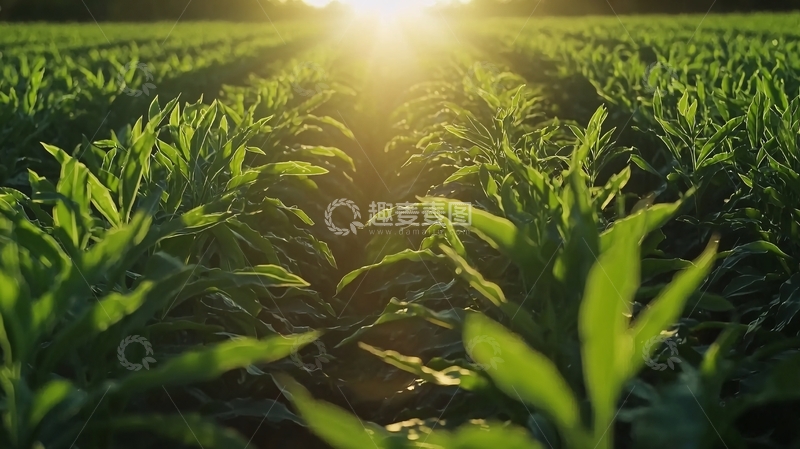 高清大图下载【趣麦麦图】阳光洒在绿油油的田野