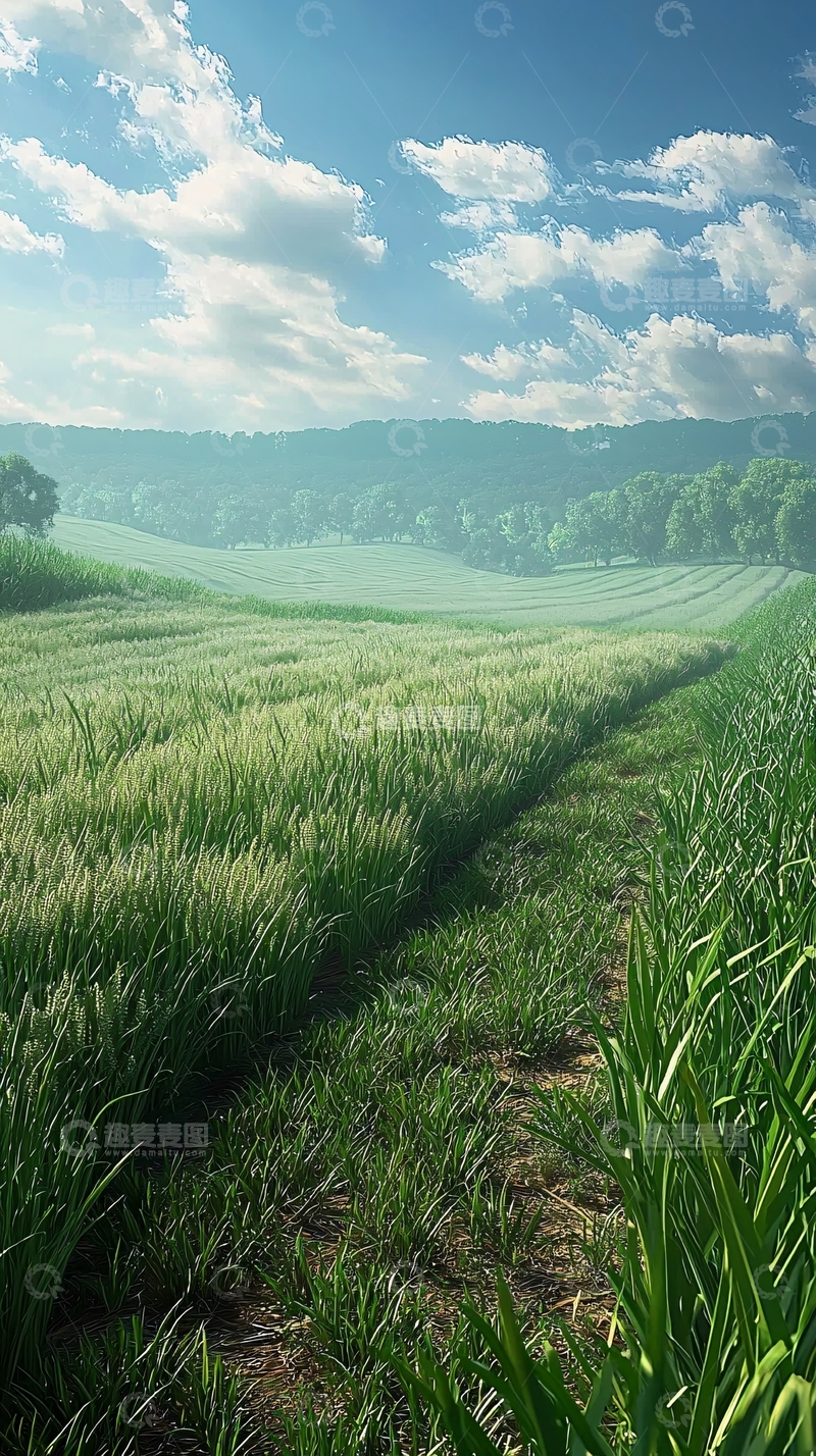 高清大图下载【趣麦麦图】绿色田野阳光明媚