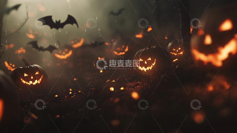 高清大图下载【趣麦麦图】黑暗森林南瓜灯