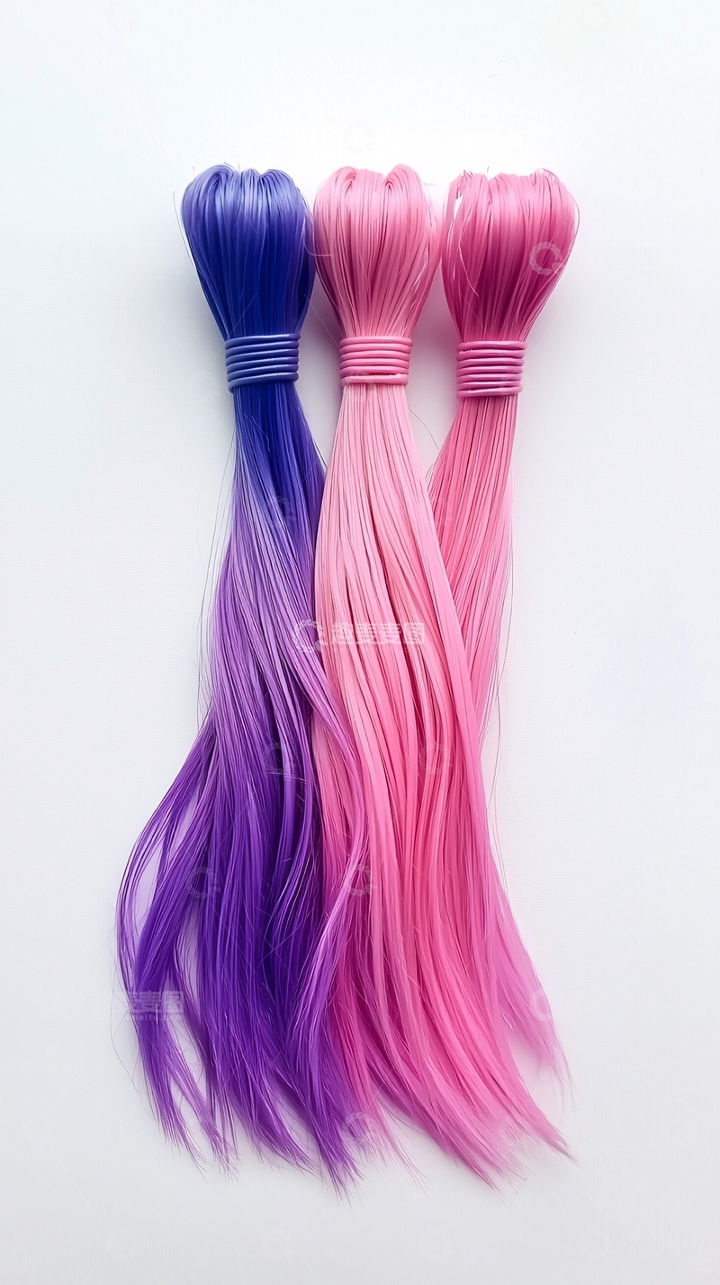 高清大图下载【趣麦麦图】三束渐变色假发