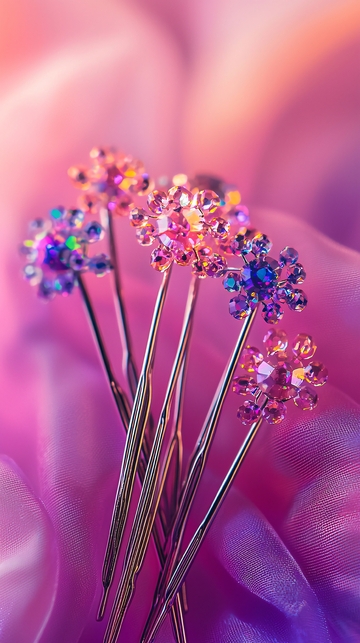 粉色背景水晶发夹