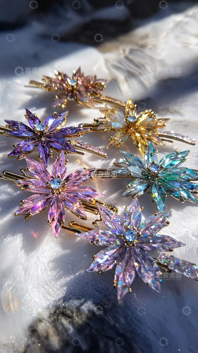 高清大图下载【趣麦麦图】彩色水晶发夹