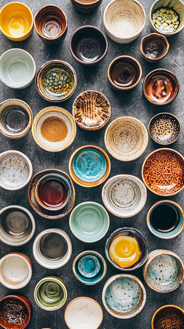 各种颜色的小碗