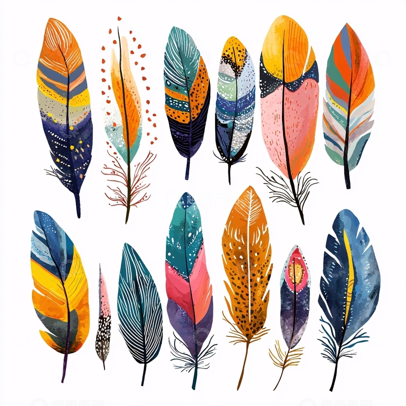 高清大图下载【趣麦麦图】彩色羽毛素材