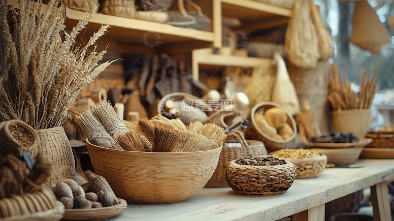 高清大图下载【趣麦麦图】原木色系手工制品