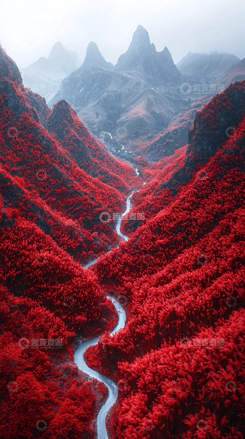 高清大图下载【趣麦麦图】红色山谷中的蜿蜒小路