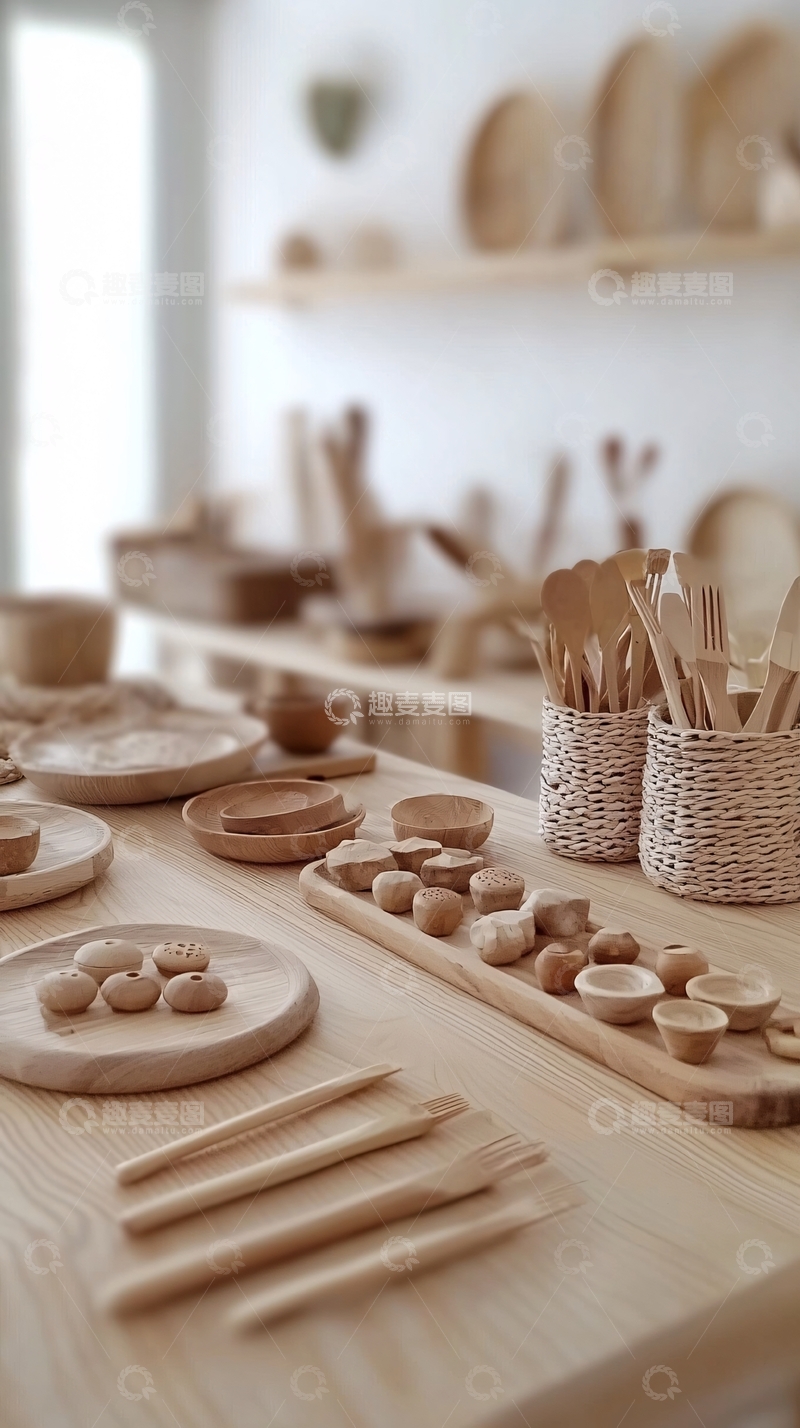 高清大图下载【趣麦麦图】原木餐具