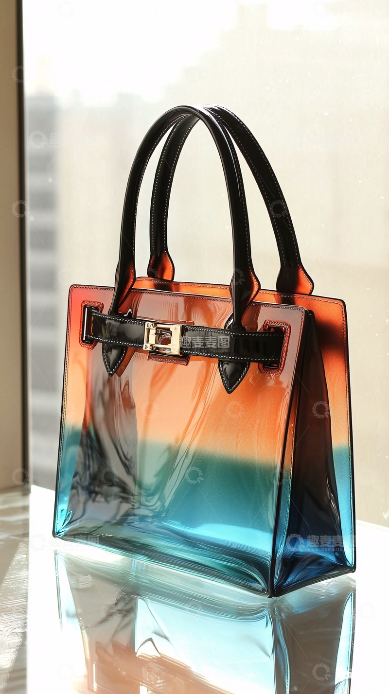 高清大图下载【趣麦麦图】透明渐变色手提包