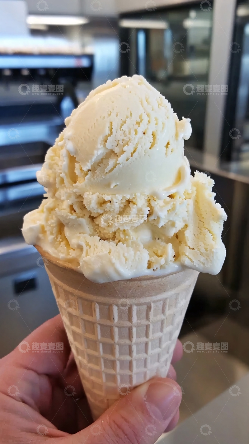高清大图下载【趣麦麦图】香草冰淇淋蛋筒