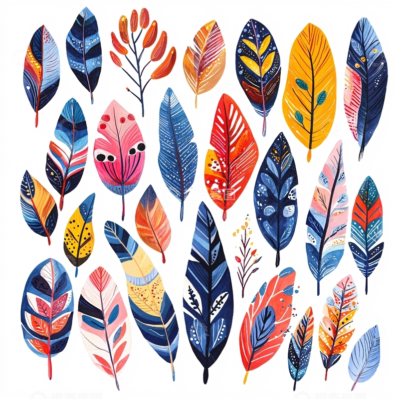 高清大图下载【趣麦麦图】彩色羽毛素材