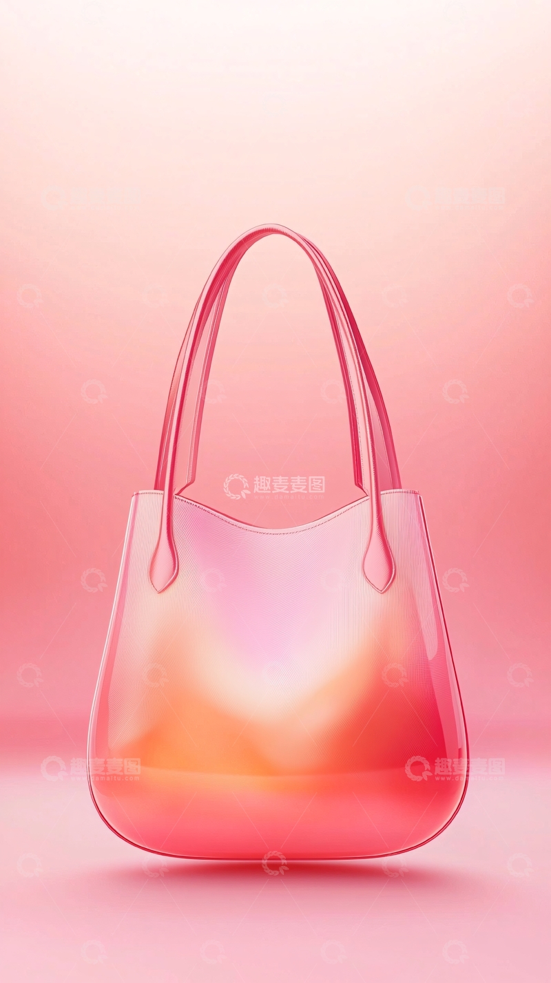 高清大图下载【趣麦麦图】粉色亮面手提包