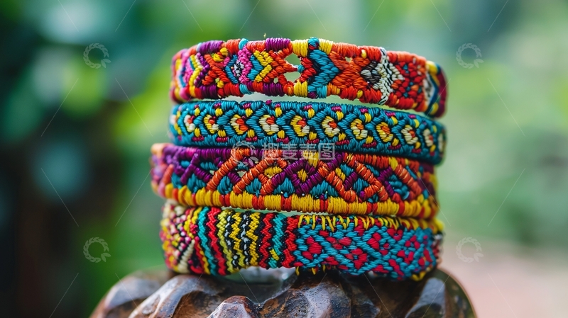 高清大图下载【趣麦麦图】彩色编织手链