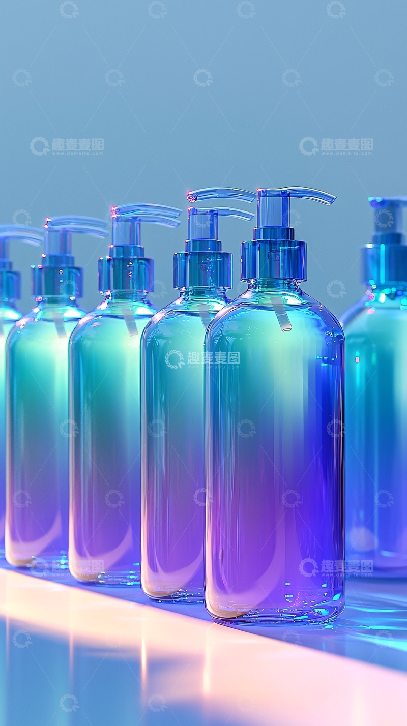 高清大图下载【趣麦麦图】蓝色渐变洗手液瓶