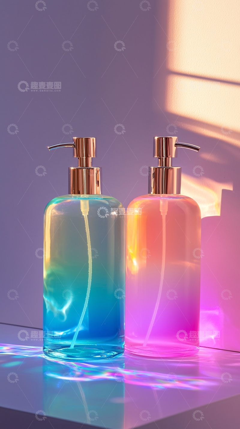 高清大图下载【趣麦麦图】渐变色玻璃皂液器