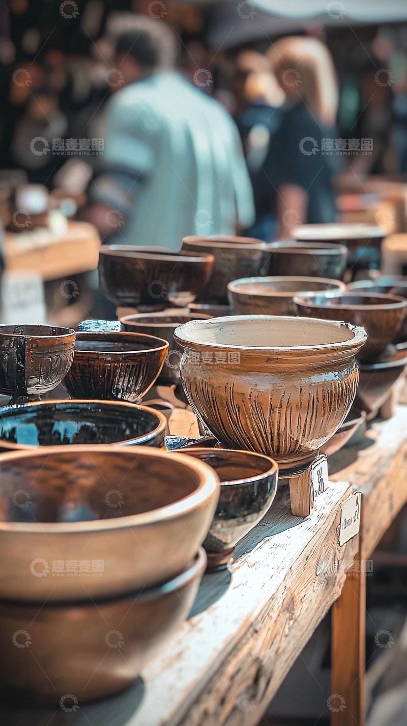 高清大图下载【趣麦麦图】陶器碗盆展销会