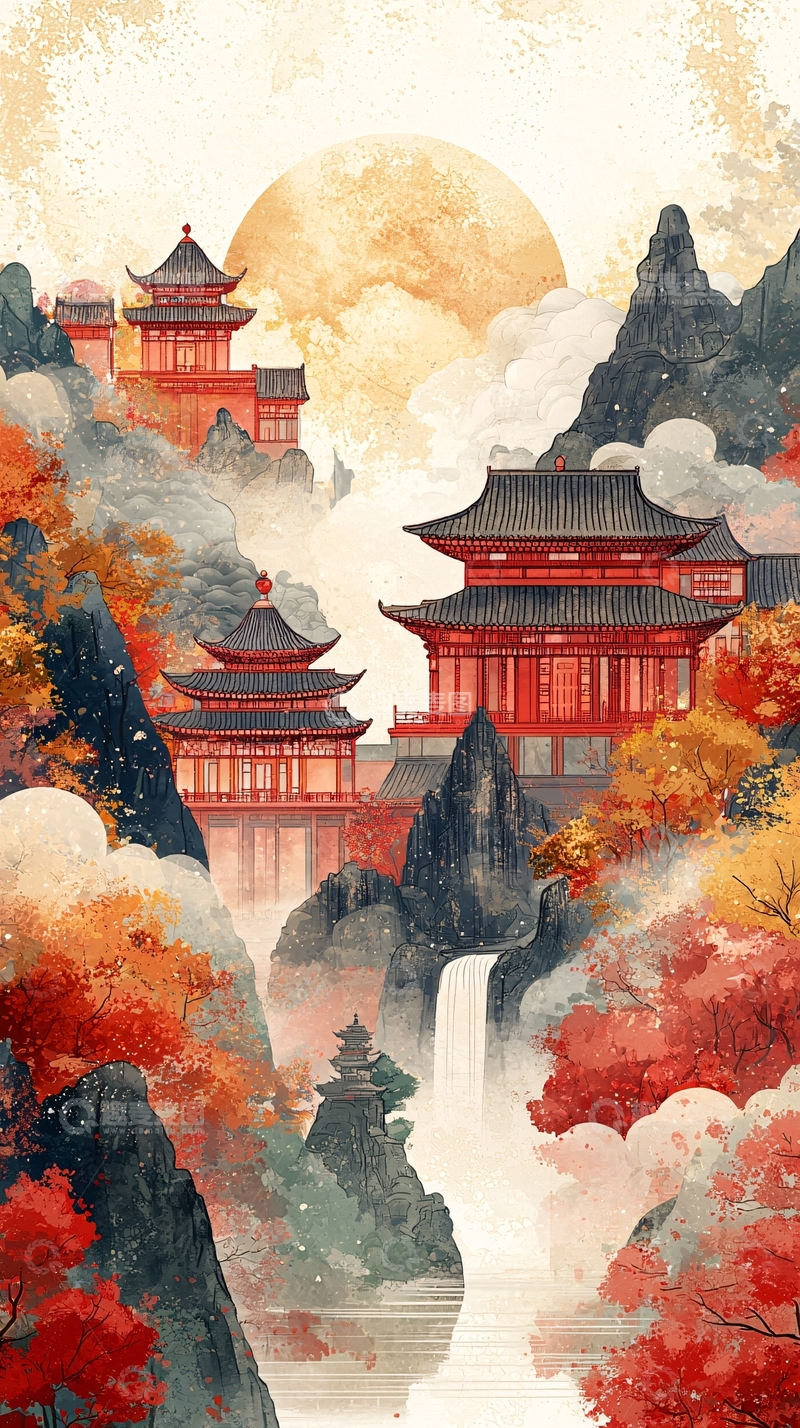 高清大图下载【趣麦麦图】水墨风中国建筑