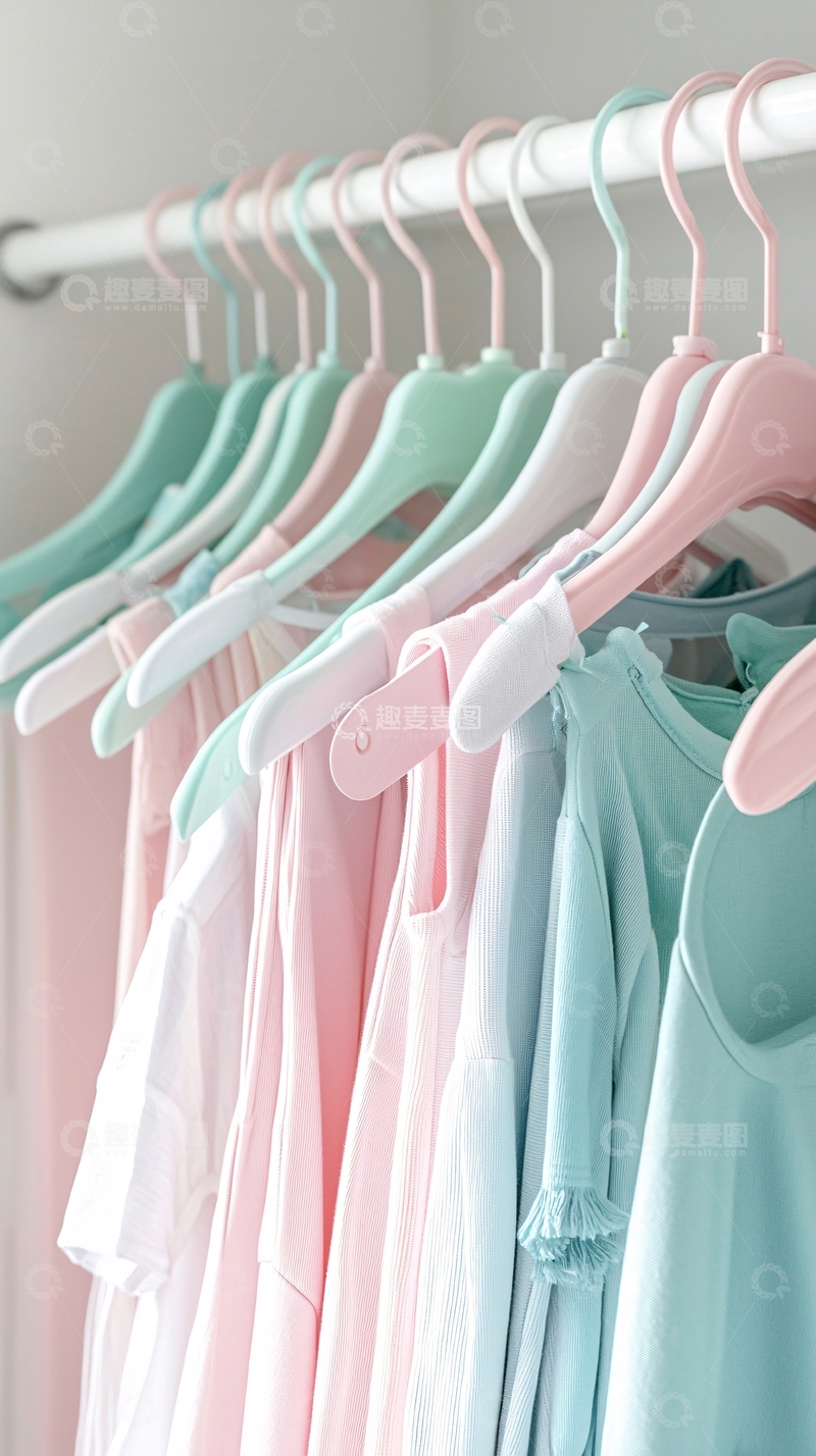 高清大图下载【趣麦麦图】衣柜里颜色柔和的衣服