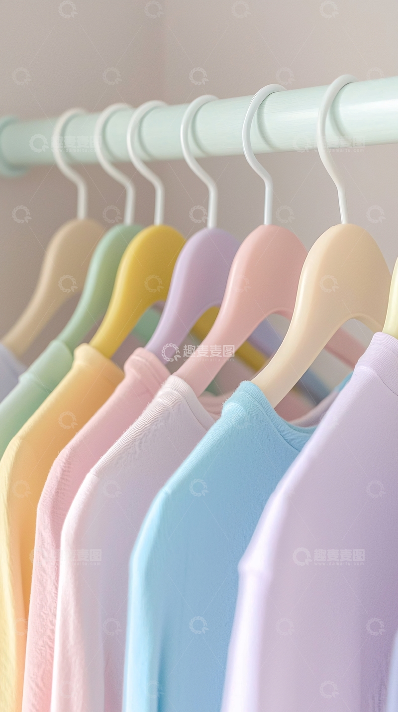 高清大图下载【趣麦麦图】-衣架上挂着彩虹色衣服