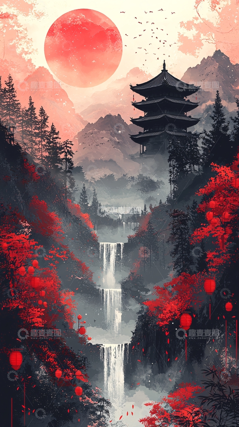 高清大图下载【趣麦麦图】东方意境山水画