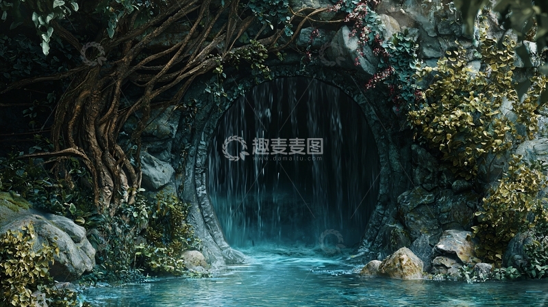 高清大图下载【趣麦麦图】神秘的丛林洞穴入口