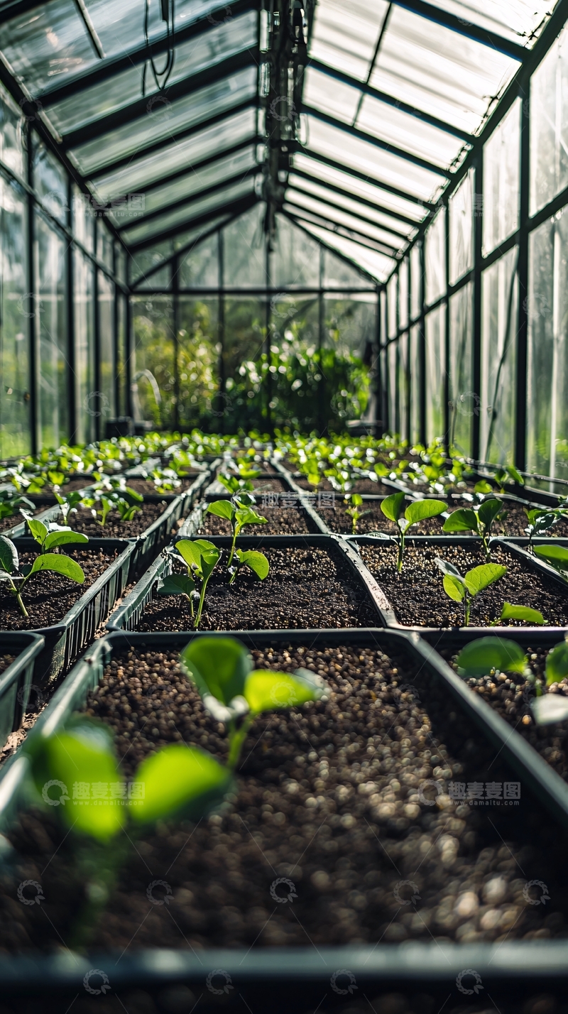 高清大图下载【趣麦麦图】温室大棚里的幼苗