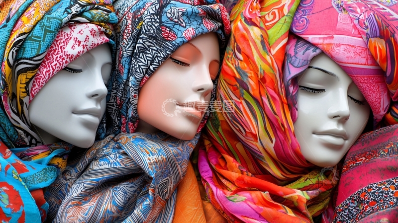 高清大图下载【趣麦麦图】彩色头巾模特